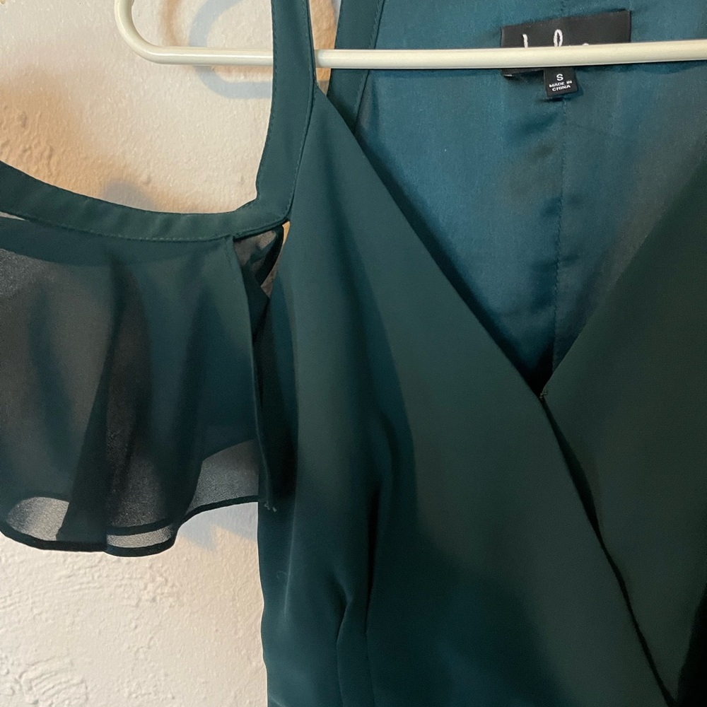 Lulus Easy  Listening Forest Green Cold-Shoulder Wrap Maxi Dress - Picture 6 of 12